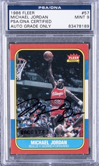 1986/87 Fleer #57 Michael Jordan Signed Rookie Card – PSA/DNA MINT 9 Signature!